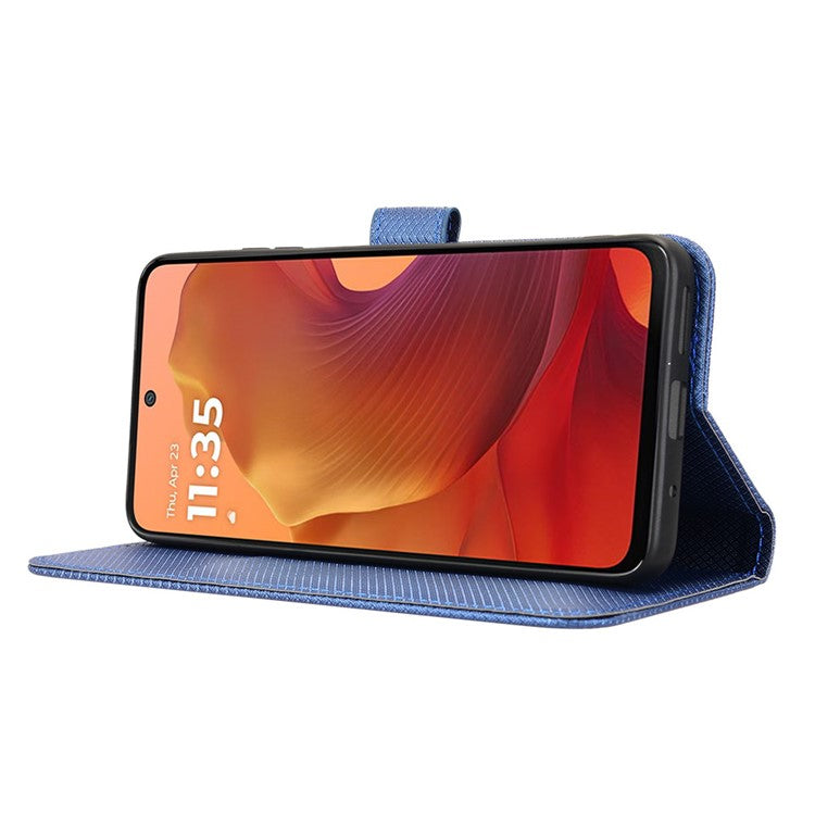 For Motorola Moto G15 4G / G15 Power 4G Case PU Leather Diamond Texture Wallet Phone Cover - Blue