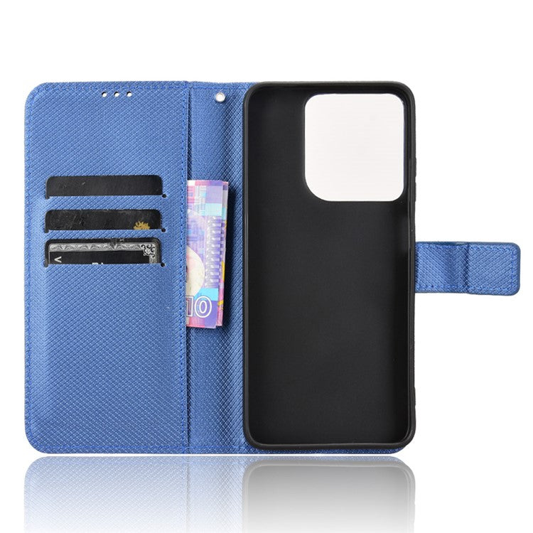 For Motorola Moto G15 4G / G15 Power 4G Case PU Leather Diamond Texture Wallet Phone Cover - Blue