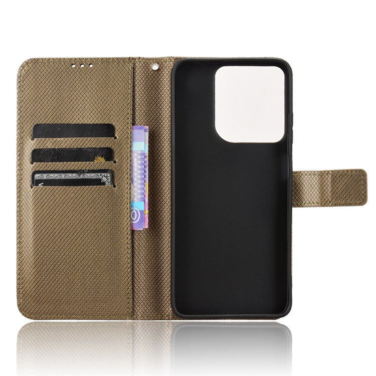 For Motorola Moto G15 4G / G15 Power 4G Case PU Leather Diamond Texture Wallet Phone Cover - Brown