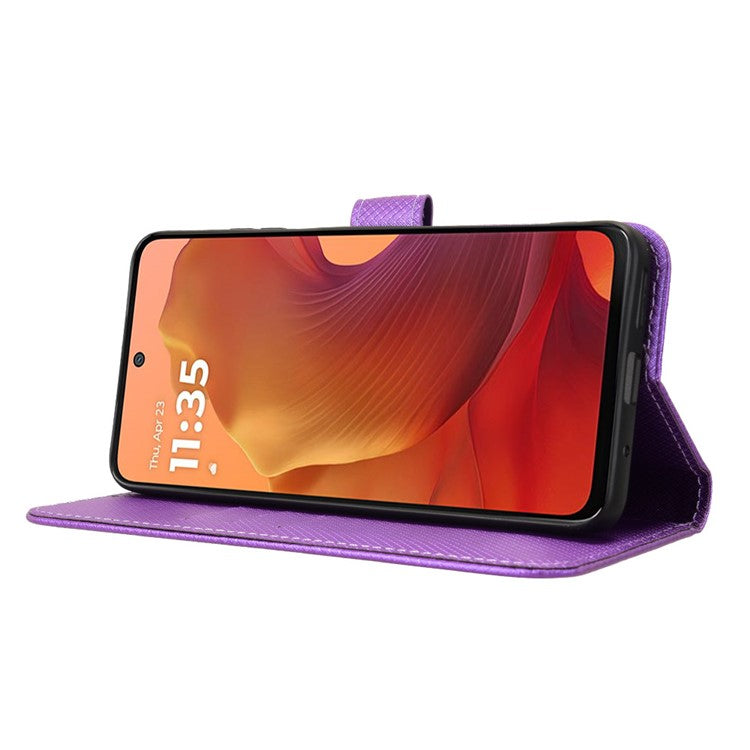 For Motorola Moto G15 4G / G15 Power 4G Case PU Leather Diamond Texture Wallet Phone Cover - Purple
