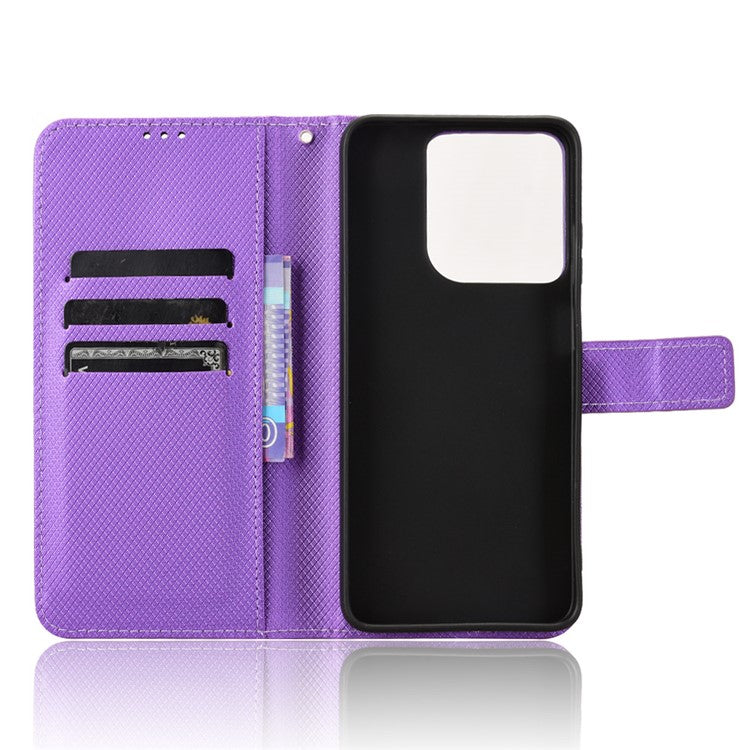 For Motorola Moto G15 4G / G15 Power 4G Case PU Leather Diamond Texture Wallet Phone Cover - Purple