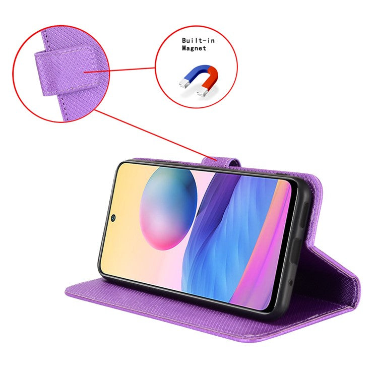 For Motorola Moto G15 4G / G15 Power 4G Case PU Leather Diamond Texture Wallet Phone Cover - Purple