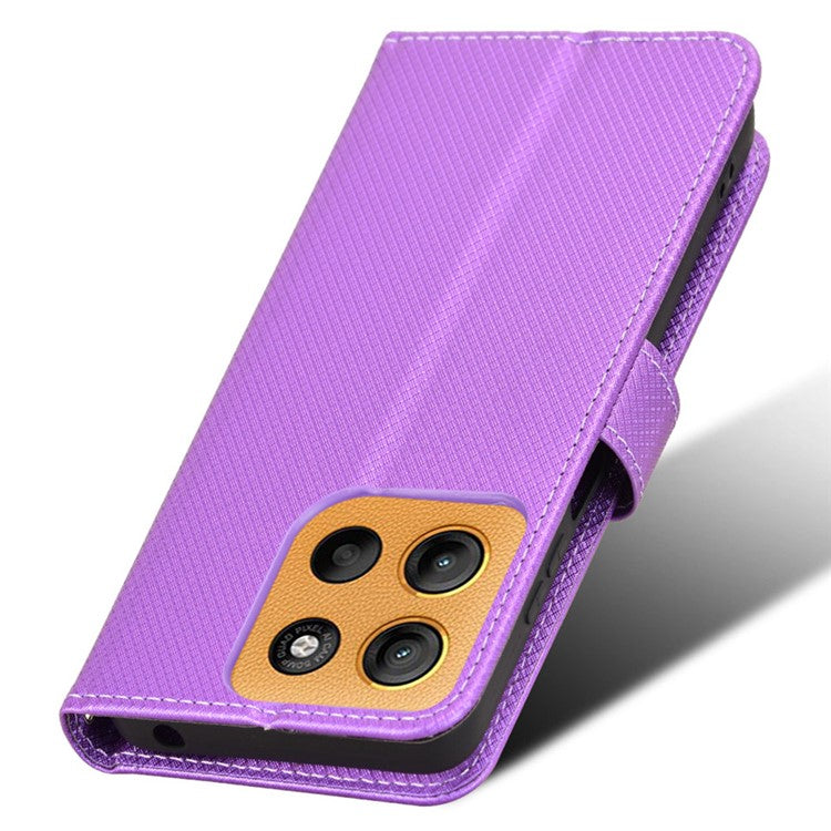 For Motorola Moto G15 4G / G15 Power 4G Case PU Leather Diamond Texture Wallet Phone Cover - Purple