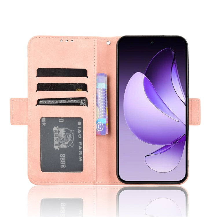 For Oppo Reno13 5G (Global) Leather Case Phone Wallet Cover with Multiple Card Slots - Pink