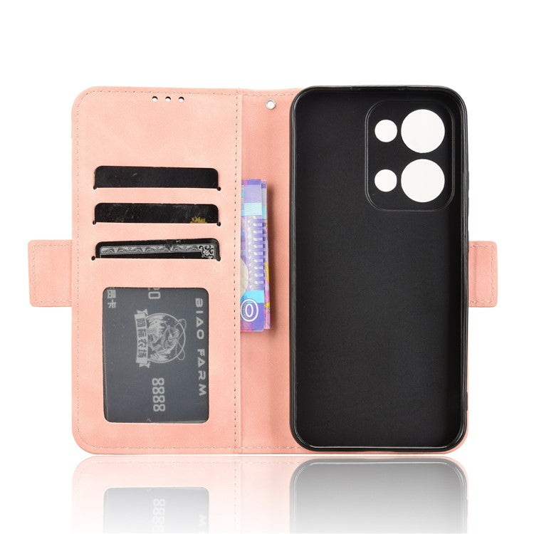 For Oppo Reno13 5G (Global) Leather Case Phone Wallet Cover with Multiple Card Slots - Pink