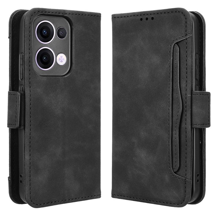 For Oppo Reno13 5G (Global) Leather Case Phone Wallet Cover with Multiple Card Slots - Black