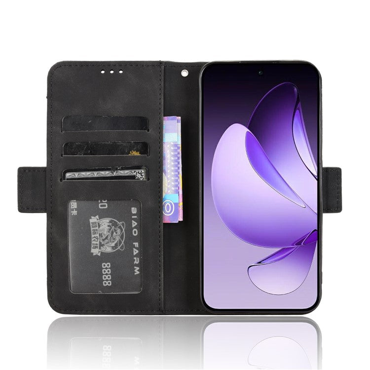 For Oppo Reno13 5G (Global) Leather Case Phone Wallet Cover with Multiple Card Slots - Black