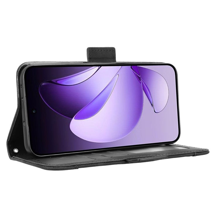 For Oppo Reno13 5G (Global) Leather Case Phone Wallet Cover with Multiple Card Slots - Black
