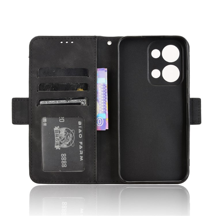 For Oppo Reno13 5G (Global) Leather Case Phone Wallet Cover with Multiple Card Slots - Black