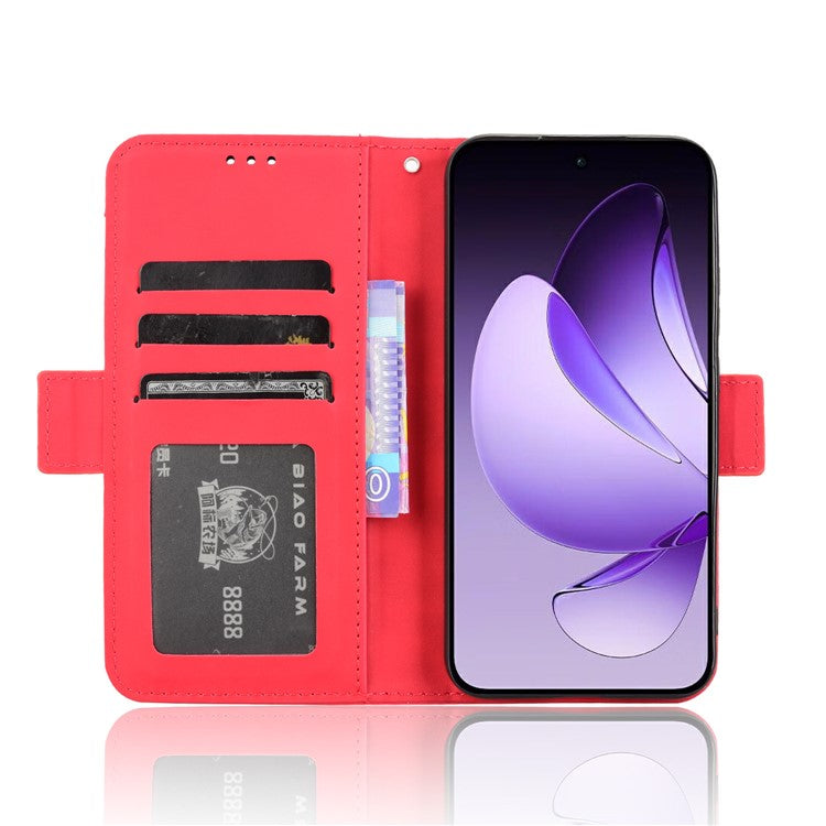 For Oppo Reno13 5G (Global) Leather Case Phone Wallet Cover with Multiple Card Slots - Red