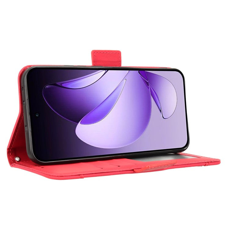 For Oppo Reno13 5G (Global) Leather Case Phone Wallet Cover with Multiple Card Slots - Red