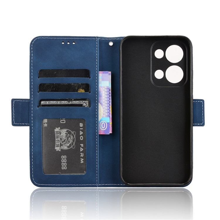 For Oppo Reno13 5G (Global) Leather Case Phone Wallet Cover with Multiple Card Slots - Blue