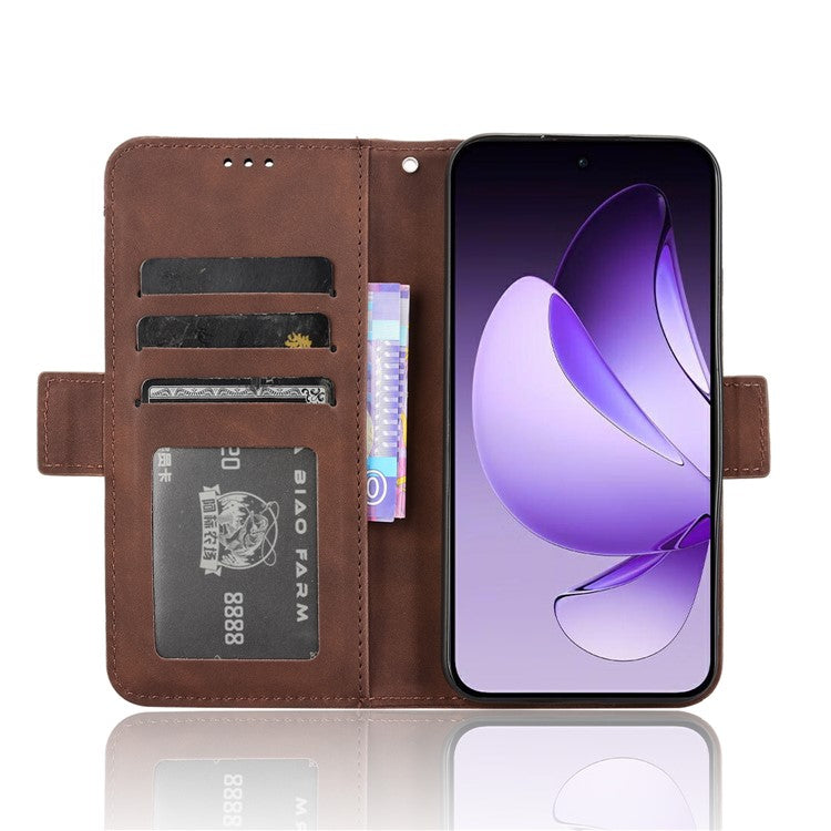 For Oppo Reno13 5G (Global) Leather Case Phone Wallet Cover with Multiple Card Slots - Brown
