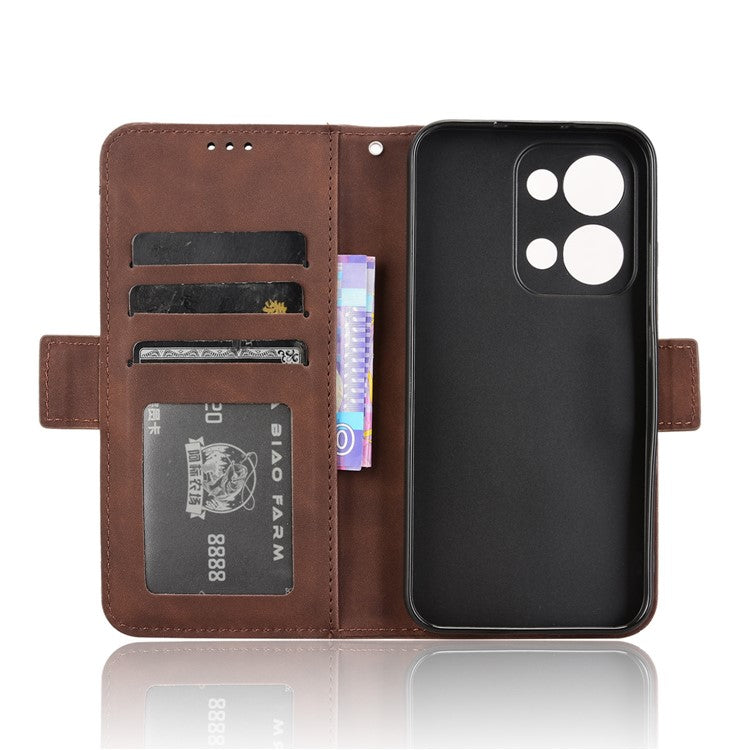For Oppo Reno13 5G (Global) Leather Case Phone Wallet Cover with Multiple Card Slots - Brown