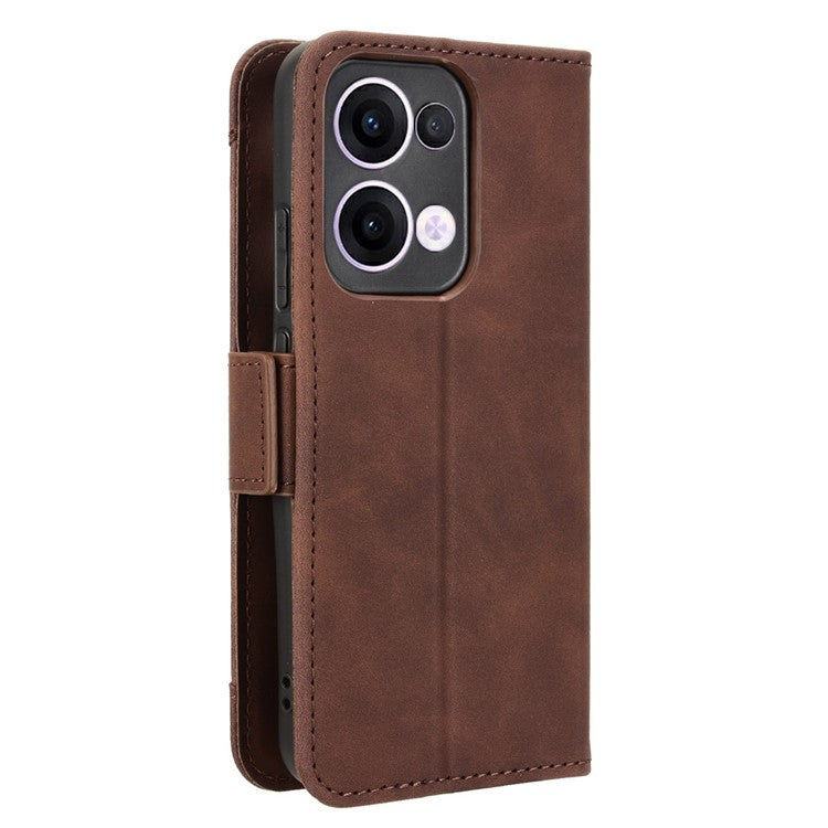 For Oppo Reno13 5G (Global) Leather Case Phone Wallet Cover with Multiple Card Slots - Brown