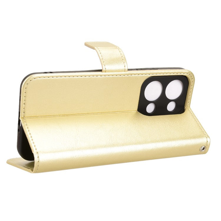 For Oppo Reno13 5G (Global) Case Crazy Horse Texture PU Leather Phone Wallet Cover - Gold
