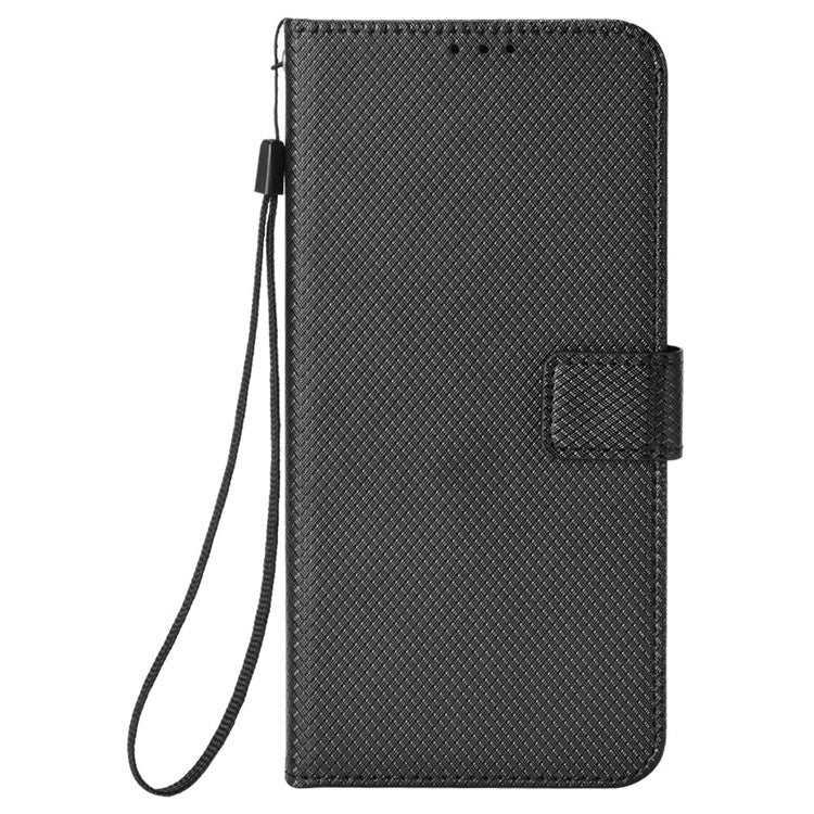 For Oppo Reno13 5G (Global) Case PU Leather Diamond Texture Wallet Phone Cover - Black