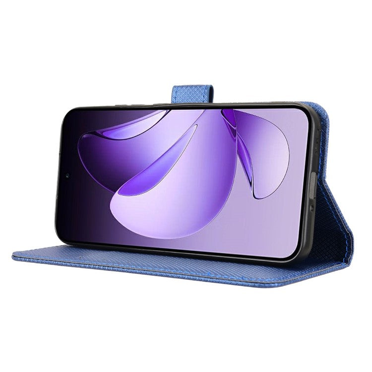 For Oppo Reno13 5G (Global) Case PU Leather Diamond Texture Wallet Phone Cover - Blue
