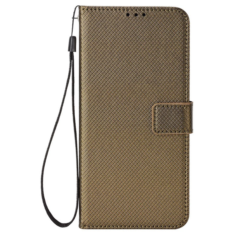 For Oppo Reno13 5G (Global) Case PU Leather Diamond Texture Wallet Phone Cover - Brown