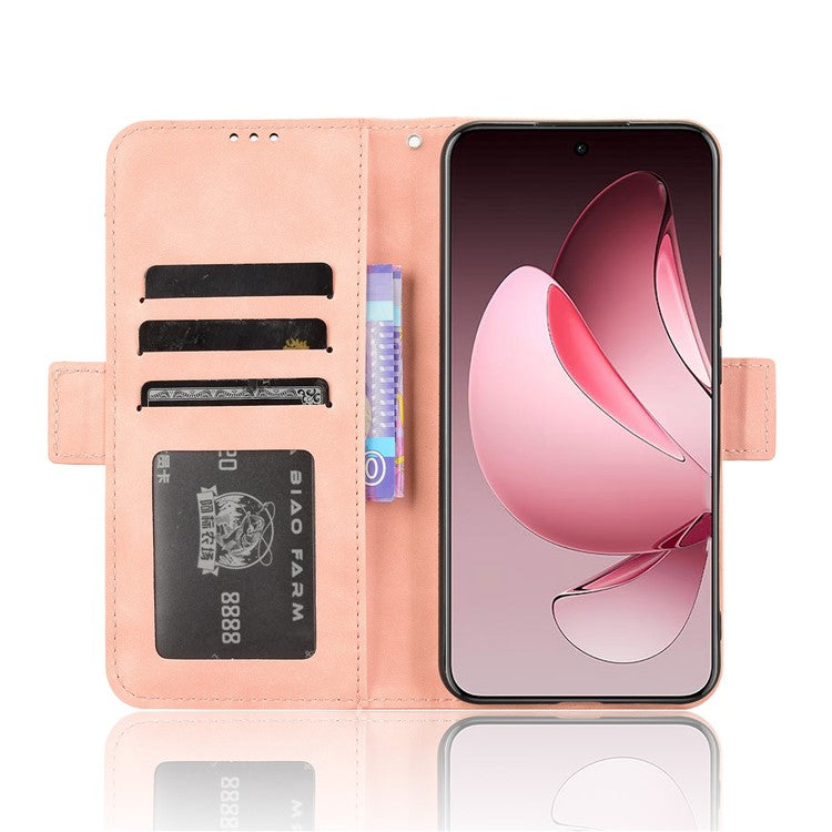 For Oppo Reno13 Pro 5G Leather Case Phone Wallet Cover with Multiple Card Slots - Pink