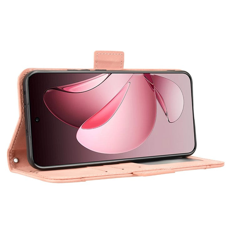 For Oppo Reno13 Pro 5G Leather Case Phone Wallet Cover with Multiple Card Slots - Pink