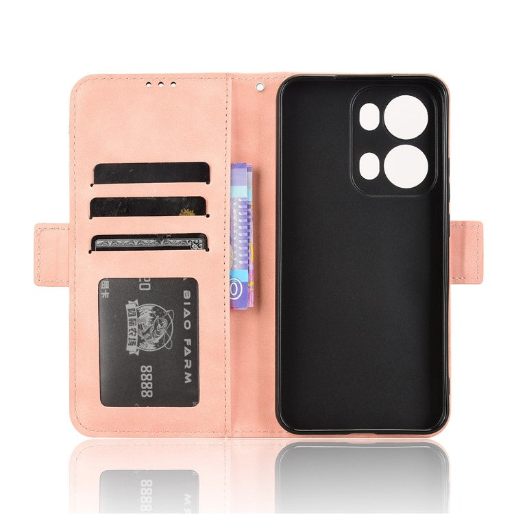 For Oppo Reno13 Pro 5G Leather Case Phone Wallet Cover with Multiple Card Slots - Pink