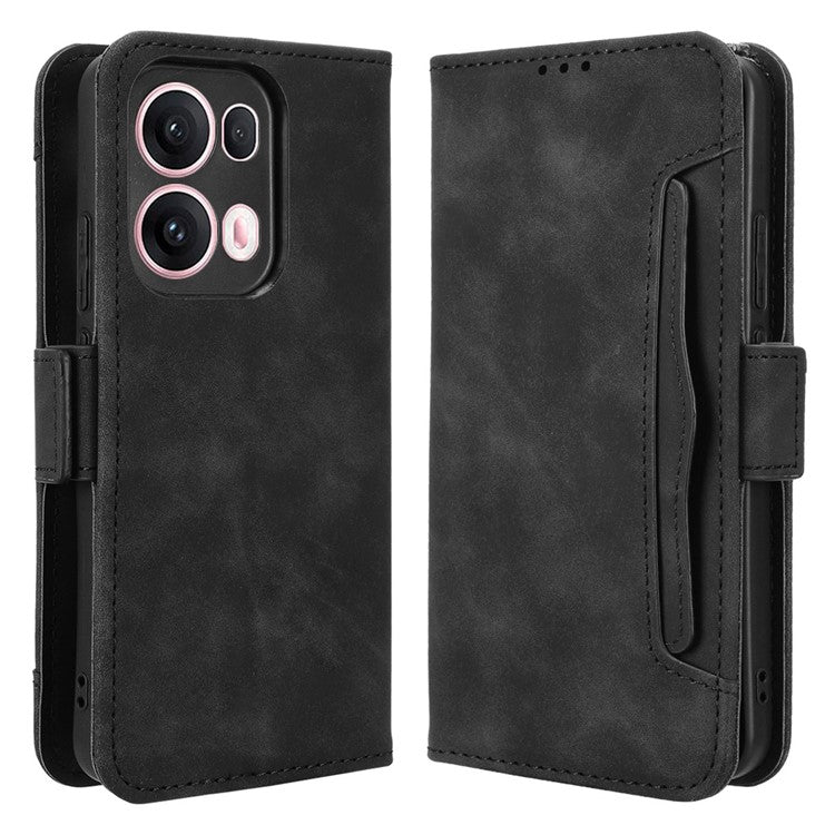 For Oppo Reno13 Pro 5G Leather Case Phone Wallet Cover with Multiple Card Slots - Black