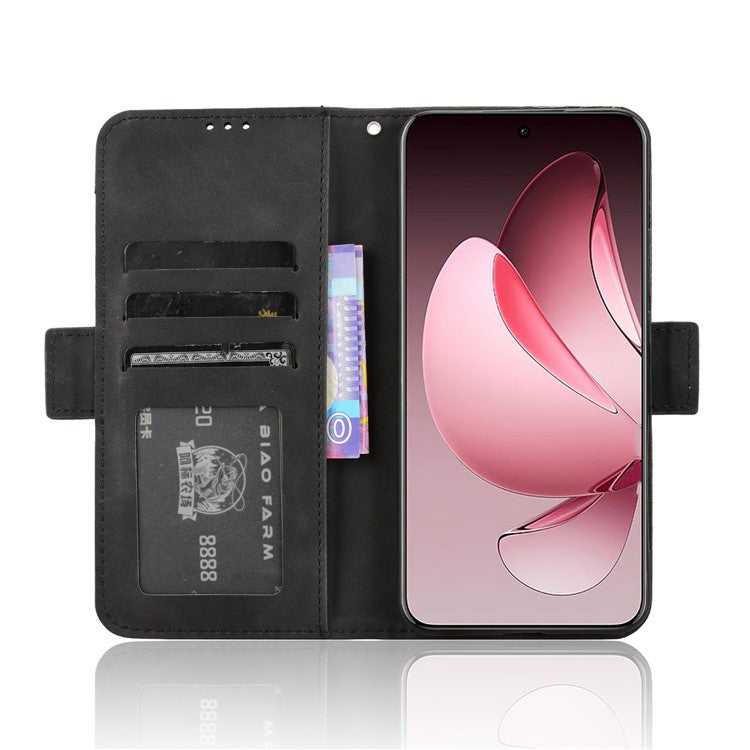 For Oppo Reno13 Pro 5G Leather Case Phone Wallet Cover with Multiple Card Slots - Black