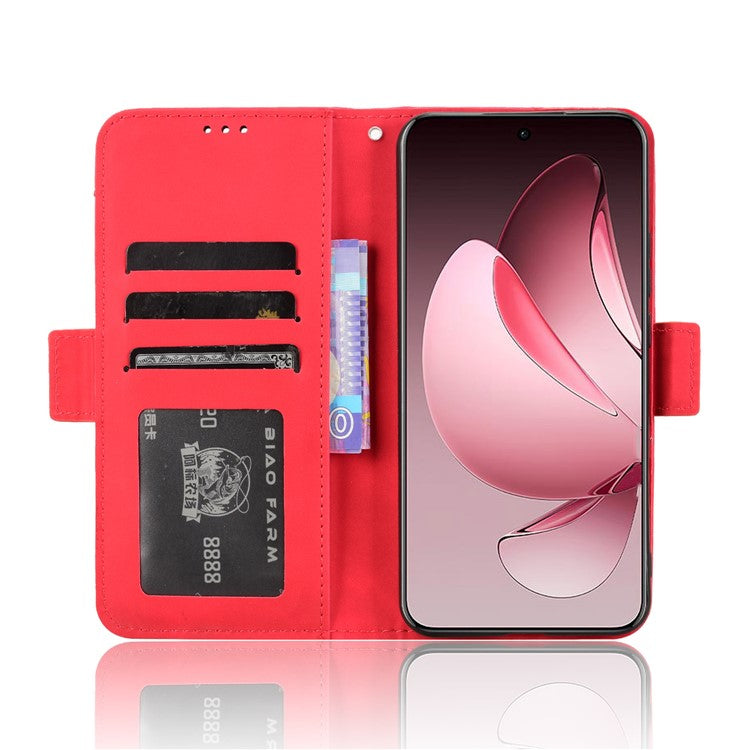 For Oppo Reno13 Pro 5G Leather Case Phone Wallet Cover with Multiple Card Slots - Red