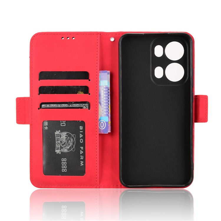 For Oppo Reno13 Pro 5G Leather Case Phone Wallet Cover with Multiple Card Slots - Red