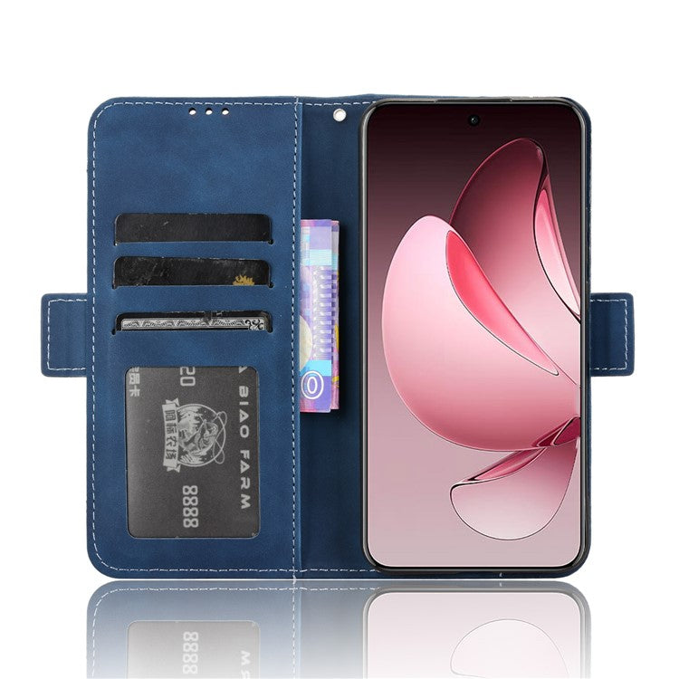 For Oppo Reno13 Pro 5G Leather Case Phone Wallet Cover with Multiple Card Slots - Blue