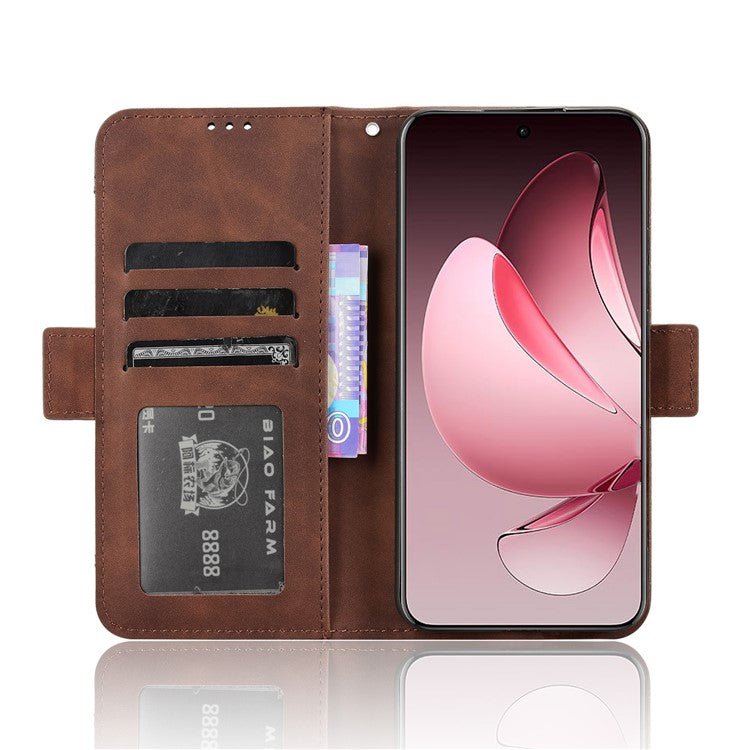 For Oppo Reno13 Pro 5G Leather Case Phone Wallet Cover with Multiple Card Slots - Brown