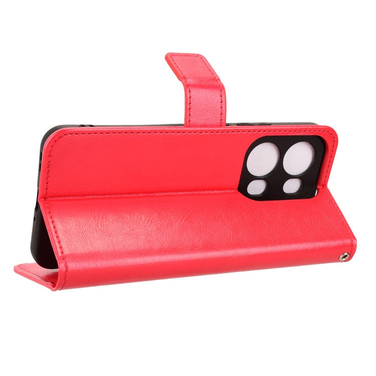 For Oppo Reno13 Pro 5G Case Crazy Horse Texture PU Leather Phone Wallet Cover - Red