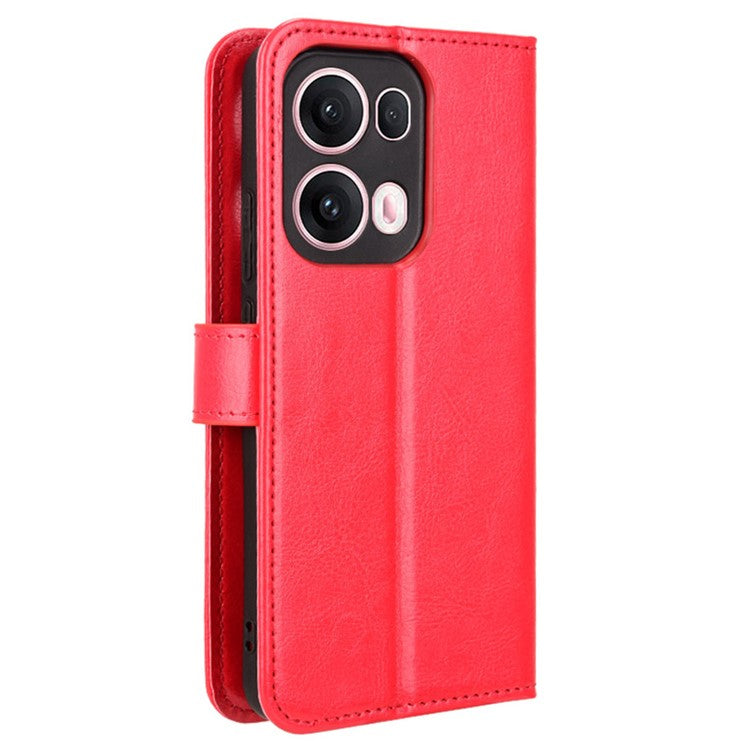 For Oppo Reno13 Pro 5G Case Crazy Horse Texture PU Leather Phone Wallet Cover - Red