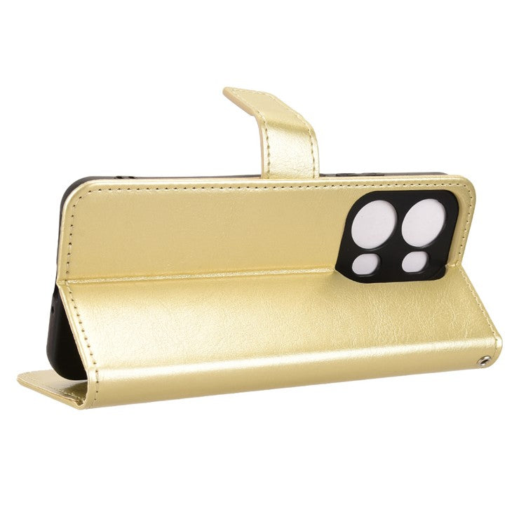For Oppo Reno13 Pro 5G Case Crazy Horse Texture PU Leather Phone Wallet Cover - Gold