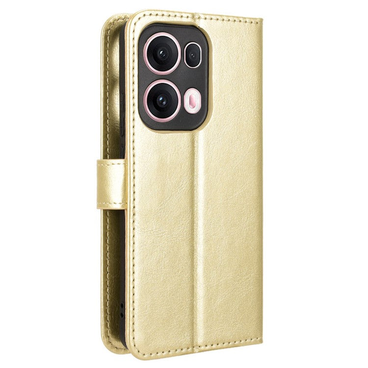 For Oppo Reno13 Pro 5G Case Crazy Horse Texture PU Leather Phone Wallet Cover - Gold