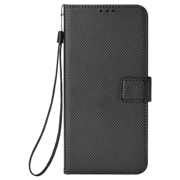 For Oppo Reno13 Pro 5G Case PU Leather Diamond Texture Wallet Phone Cover - Black