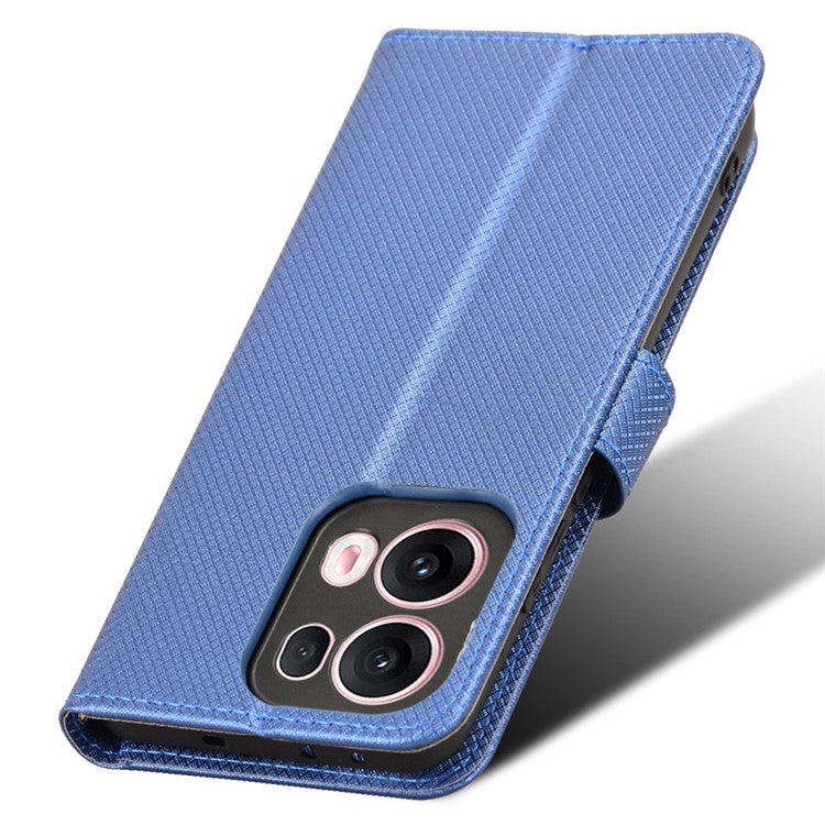 For Oppo Reno13 Pro 5G Case PU Leather Diamond Texture Wallet Phone Cover - Blue