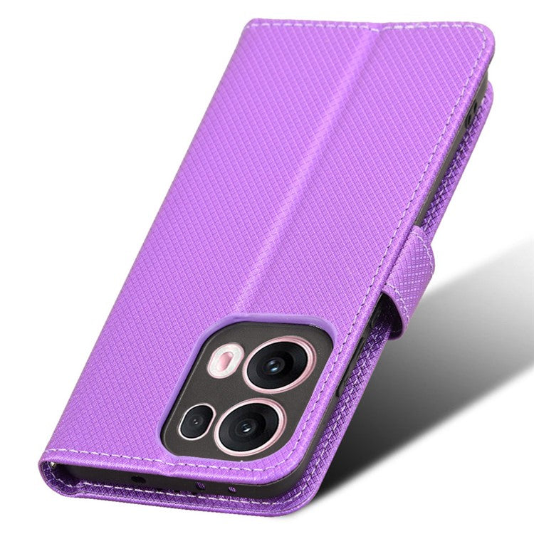 For Oppo Reno13 Pro 5G Case PU Leather Diamond Texture Wallet Phone Cover - Purple