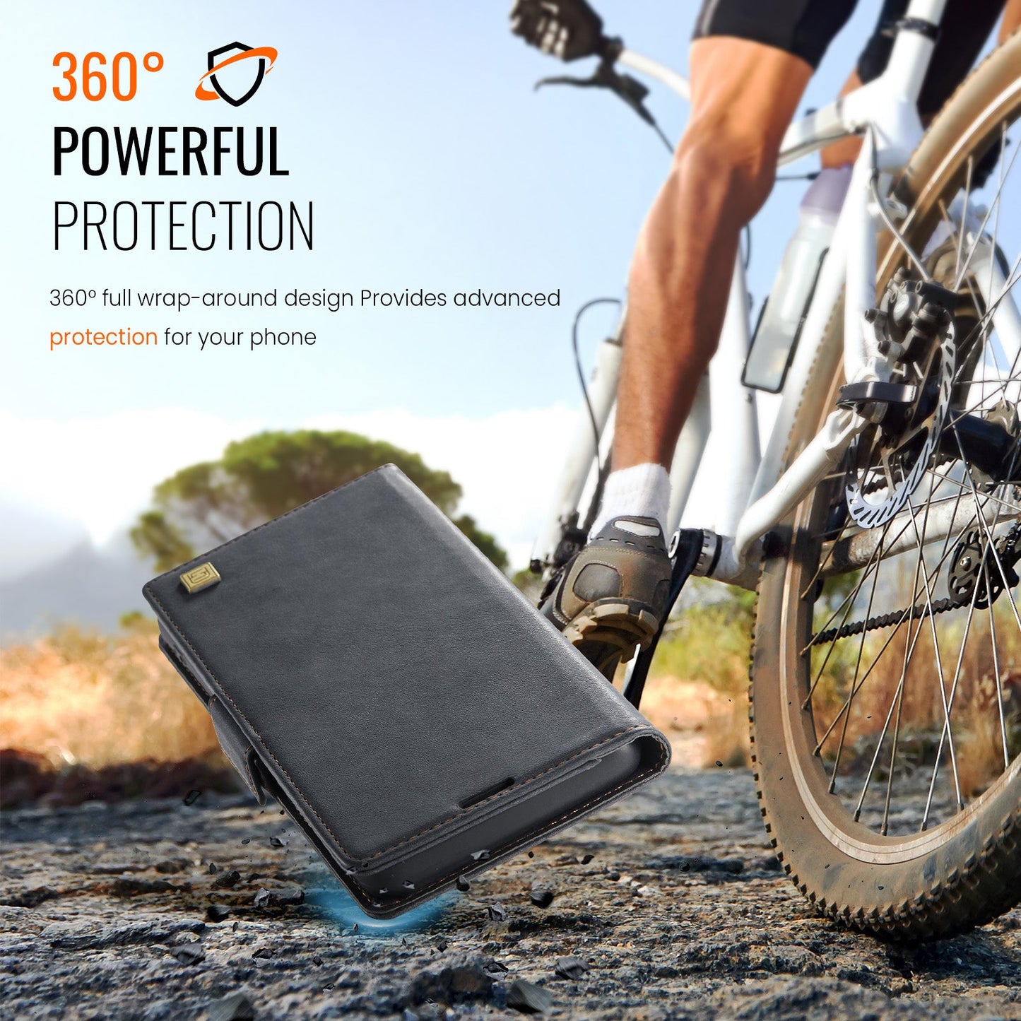 For Samsung Galaxy A14 4G / Galaxy A14 5G Case AUTSPACE A11 RFID Blocking Retro Leather Cell Phone Wallet Cover - Black
