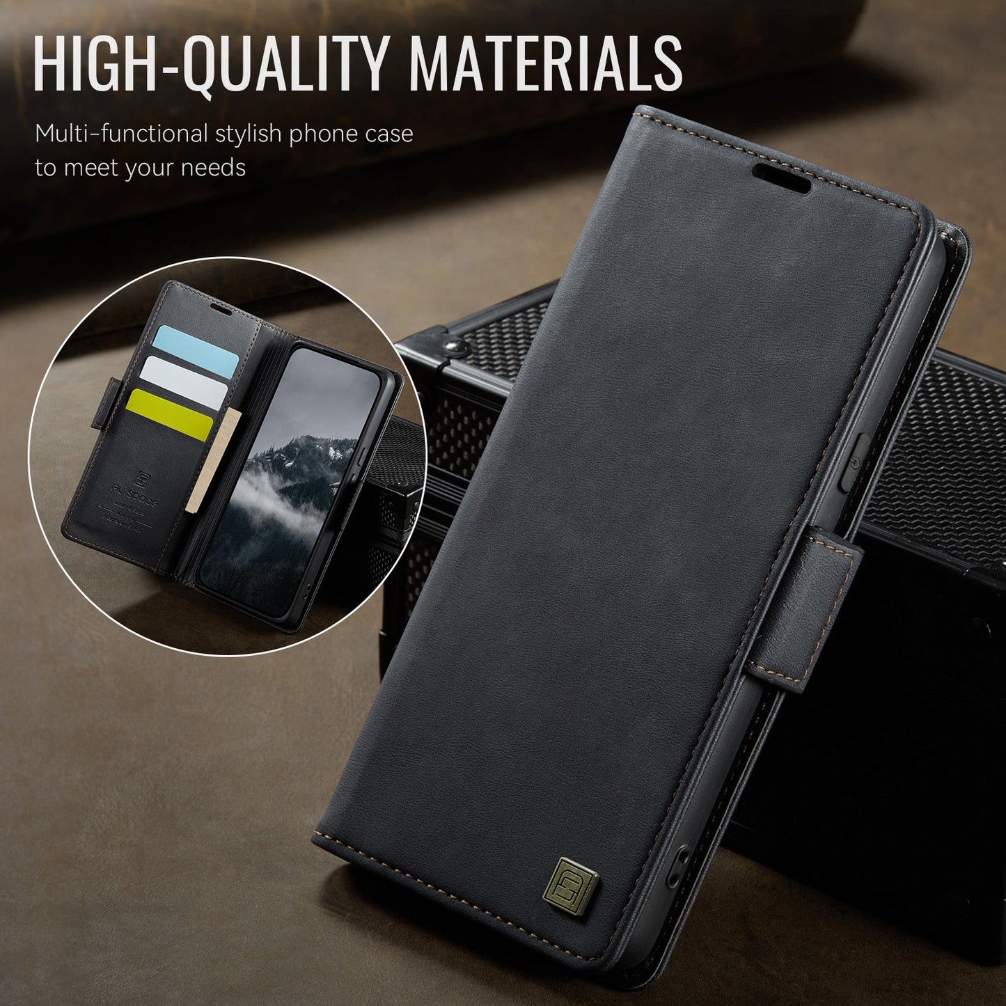 For Google Pixel 8 Pro Case AUTSPACE A11 RFID Blocking Retro Leather Cell Phone Wallet Cover - Black