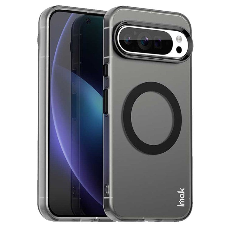 IMAK For Google Pixel 9 Pro / Pixel 9 Case Compatible with MagSafe Candy Color Anti Drop TPU + PET Back Cover - Black
