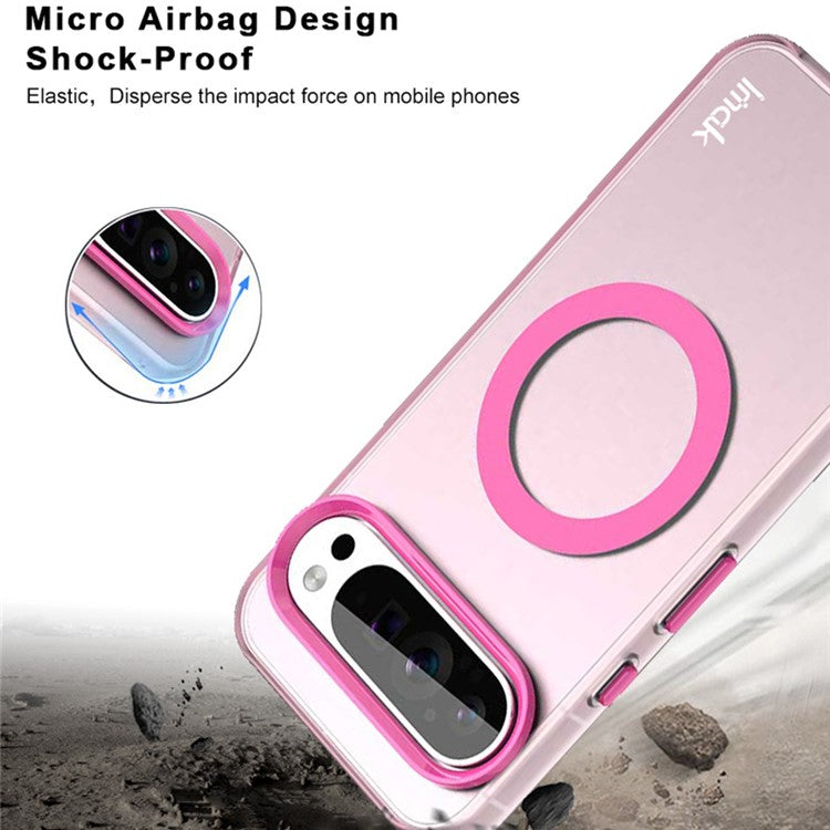 IMAK For Google Pixel 9 Pro / Pixel 9 Case Compatible with MagSafe Candy Color Anti Drop TPU + PET Back Cover - Black