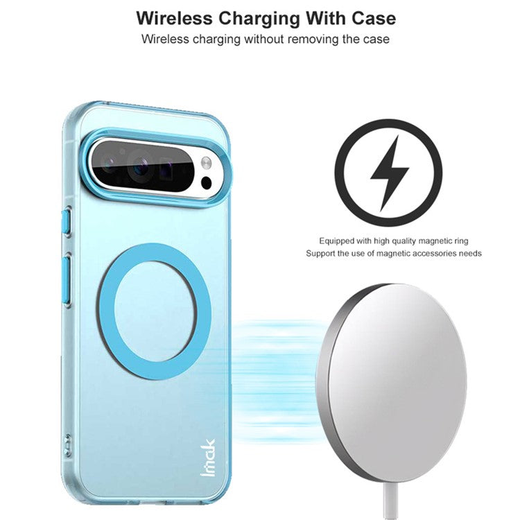 IMAK For Google Pixel 9 Pro / Pixel 9 Case Compatible with MagSafe Candy Color Anti Drop TPU + PET Back Cover - White