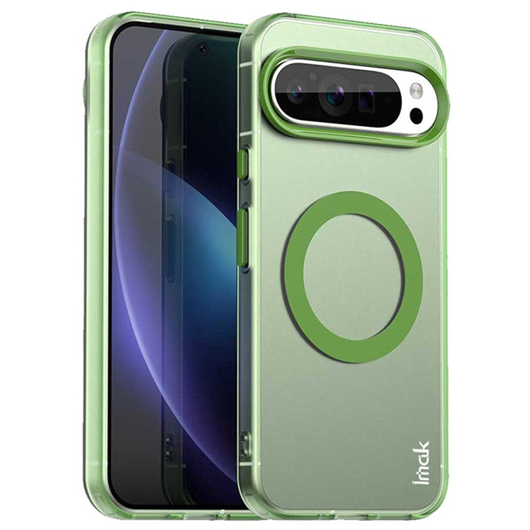 IMAK For Google Pixel 9 Pro / Pixel 9 Case Compatible with MagSafe Candy Color Anti Drop TPU + PET Back Cover - Green