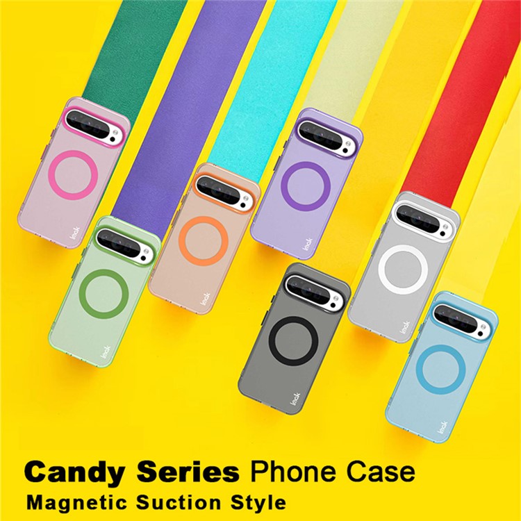 IMAK For Google Pixel 9 Pro XL Case Compatible with MagSafe Candy Color Anti Drop TPU + PET Back Cover - Black