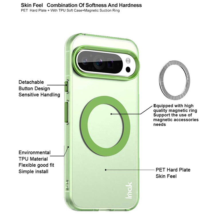 IMAK For Google Pixel 9 Pro XL Case Compatible with MagSafe Candy Color Anti Drop TPU + PET Back Cover - Blue