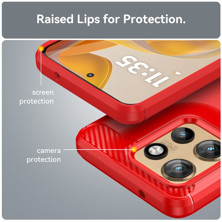 For Motorola Edge 50 Neo 5G / Moto S50 5G / ThinkPhone 25 5G Case Carbon Fiber Texture Brushed Phone Back Cover - Red