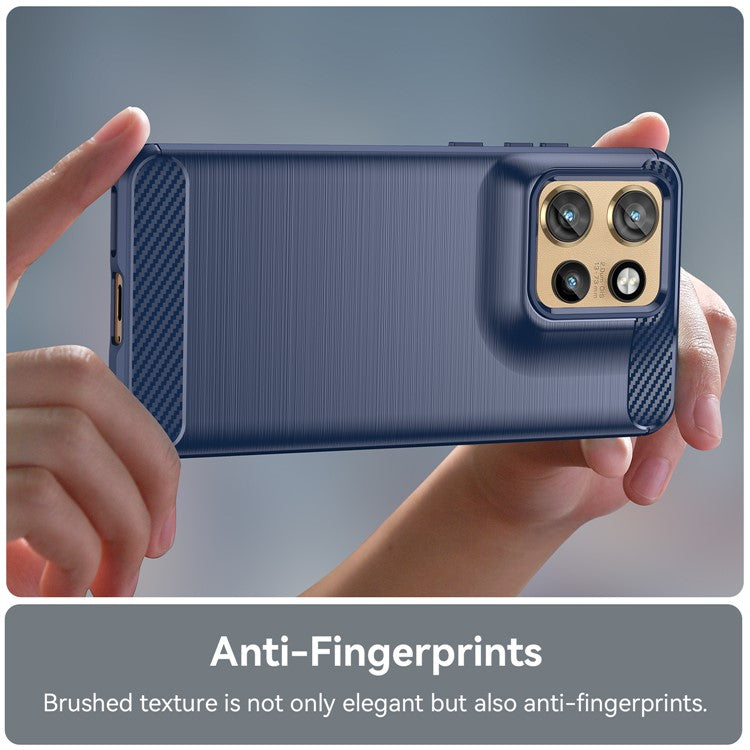 For Motorola Edge 50 Neo 5G / Moto S50 5G / ThinkPhone 25 5G Case Carbon Fiber Texture Brushed Phone Back Cover - Blue