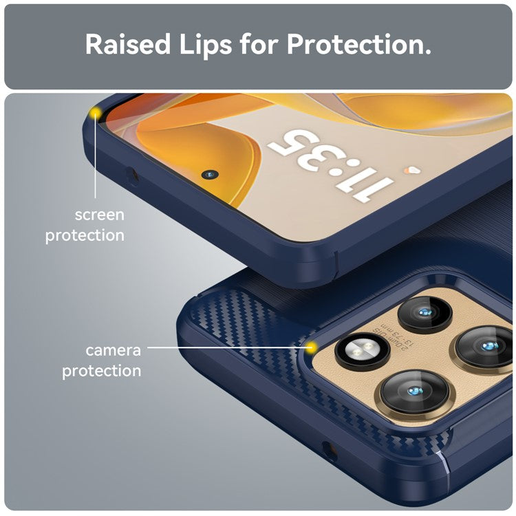 For Motorola Edge 50 Neo 5G / Moto S50 5G / ThinkPhone 25 5G Case Carbon Fiber Texture Brushed Phone Back Cover - Blue